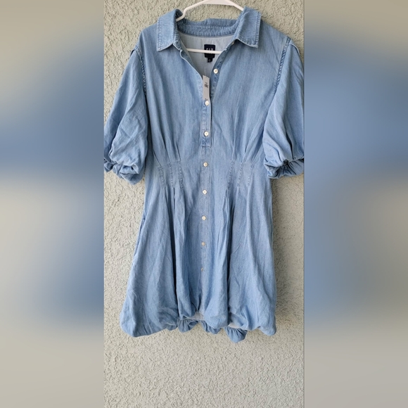 NWT GAP Light Blue Button-Up Mini Dress - Picture 4 of 10